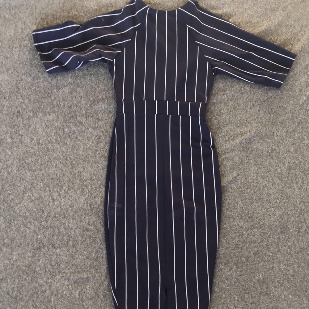 Navy blue and white stripped dress